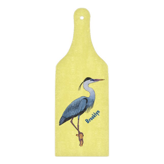 Great blue herone Cartoon Illustration Schneidebrett (Vorderseite)