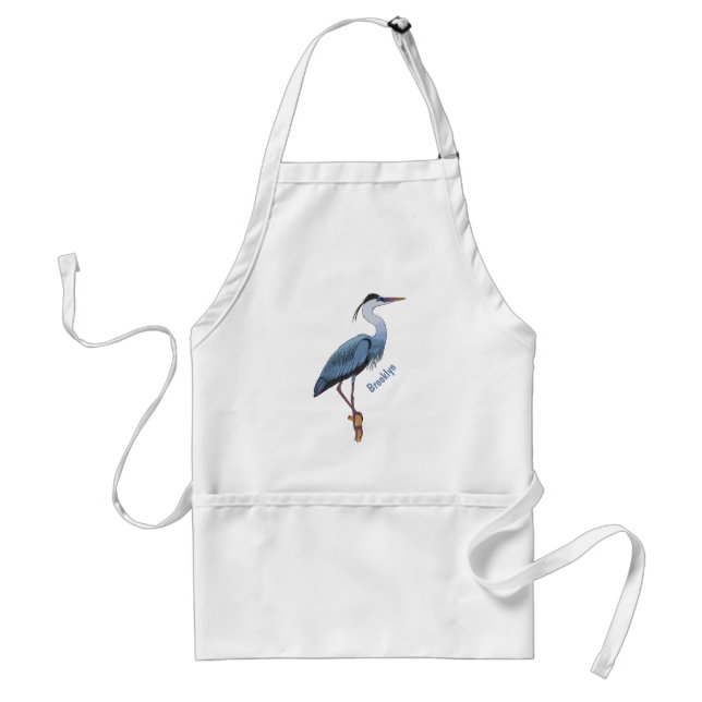 Great blue herone Cartoon Illustration Schürze (Vorne)