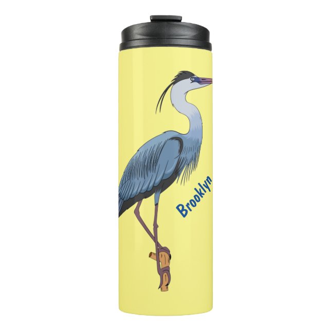 Great blue herone Cartoon Illustration Thermosbecher (Vorderseite)