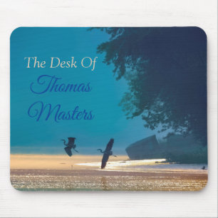 Great Blue Herons Take Flight - Aquamarine Fischer Mousepad