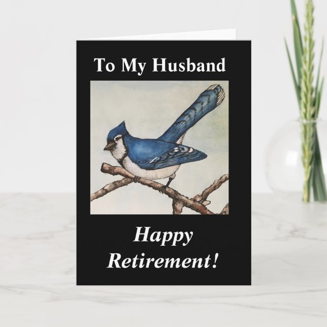 Great Blue Jay To My Husband Retirement Watercolor Karte (Vorderseite)