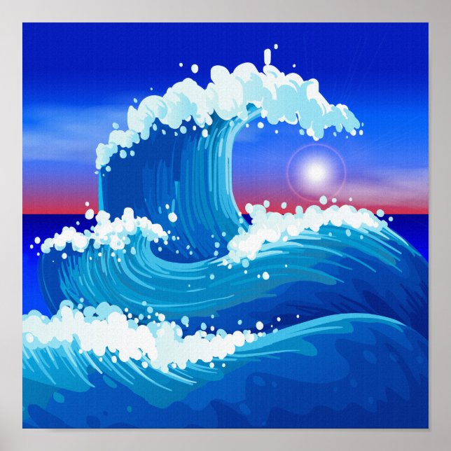 Great Blue Wave Art Zeichnend Poster (Vorne)