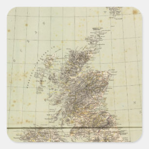 Great Britain Atlas Map Quadratischer Aufkleber