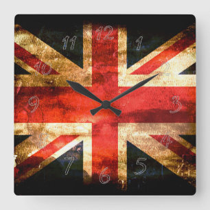 Great Britain blue red white Quadratische Wanduhr
