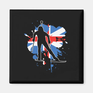 Great Britain Flag Biathlonist - British Biathlon Magnet