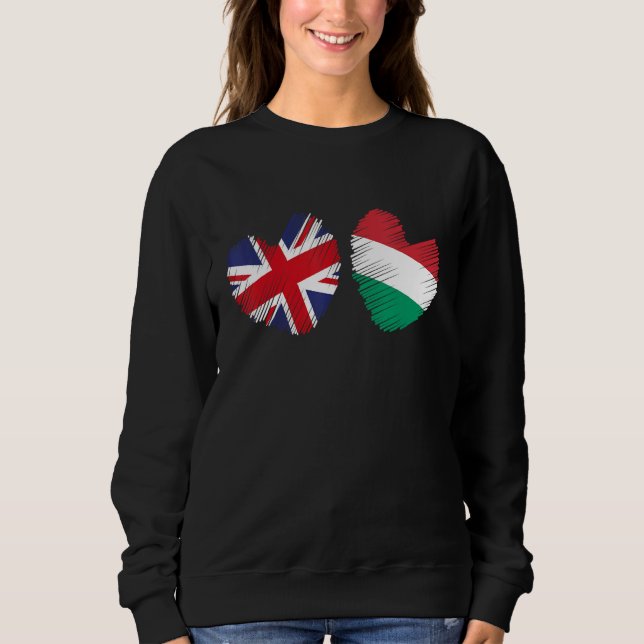 Great Britain Hungary Heart UK Flag Hungarian Flag Sweatshirt (Vorderseite)