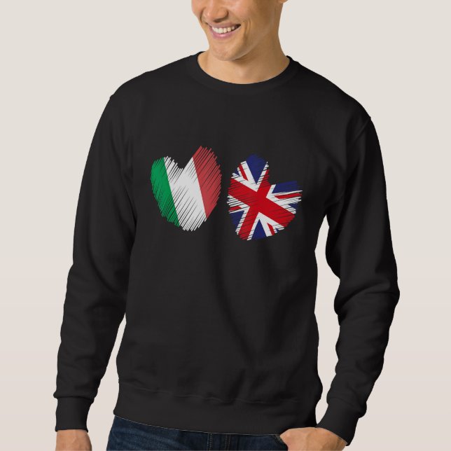 Great Britain Italy Heart UK Flag Italian Flag Gru Sweatshirt (Vorderseite)