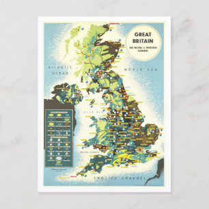 Great Britain Resources Map Vintag Postkarte