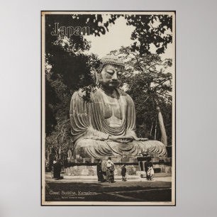 Great Buddha Japan vintage 1930's travel Poster