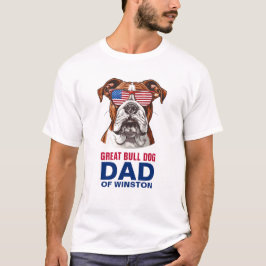 Great Bull Dog Vater 4. Juli Amerikanische Flagge T-Shirt