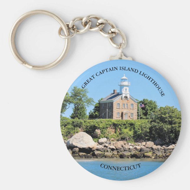Great Captain Island Lighthouse, CT Keyring Schlüsselanhänger (Vorne)