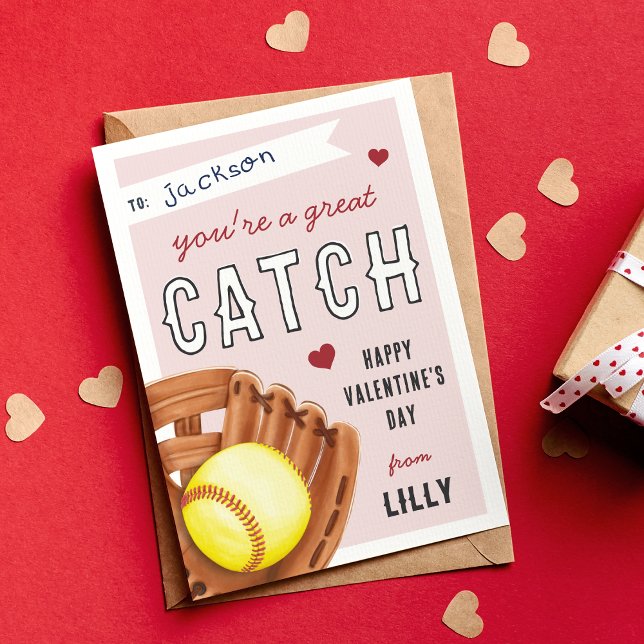 Great Catch Softball Valentinstag Card Einladung (Von Creator hochgeladen)