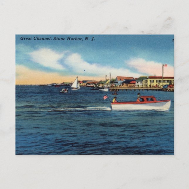Great Channel, Stone Harbour, New Jersey Postkarte (Vorderseite)