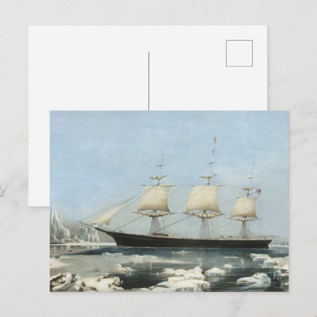 Great Clipper Ship: Klassische rote Jacket-Malerei Postkarte (Vorne/Hinten)