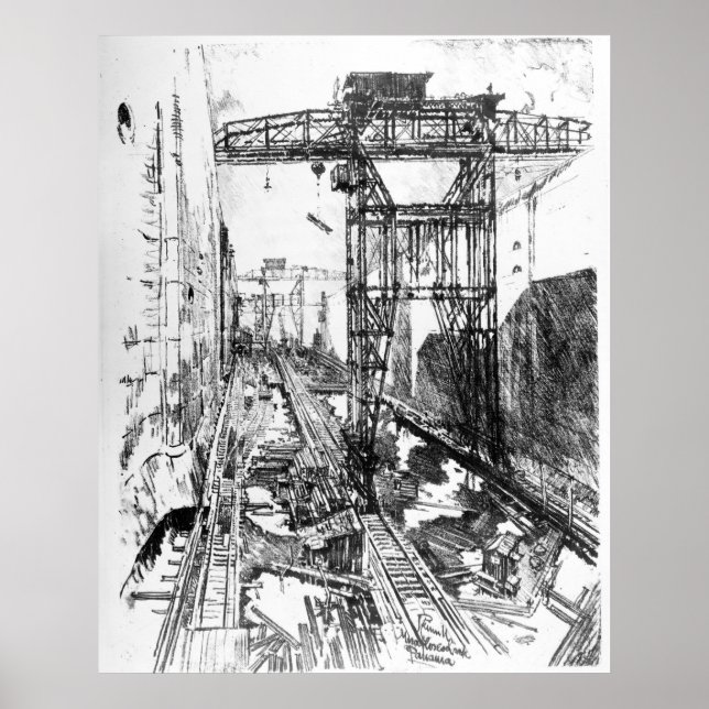 Great Cranes in Miraflores Lock - Joseph Pennell Poster (Vorne)