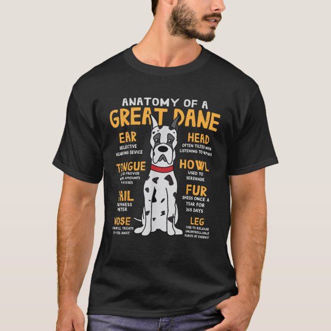 Great Dane Anatomy Funny Dog Mom Dad Gift  T-Shirt (Vorderseite)