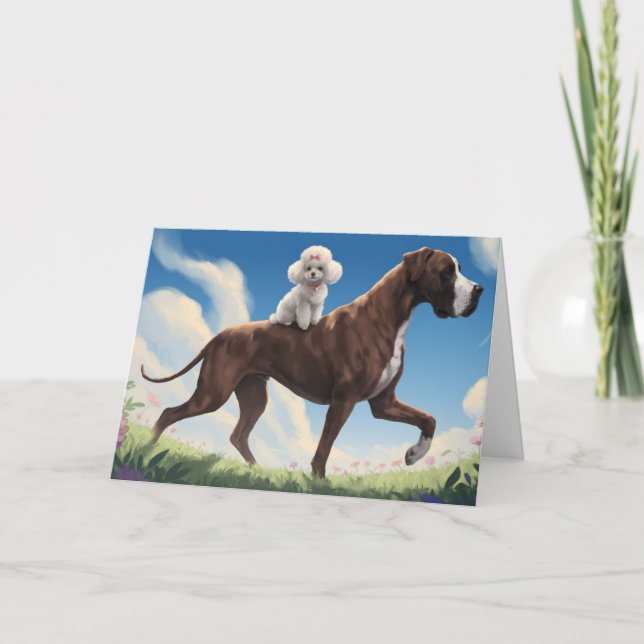 Great Dane and Poodle Card Karte (Vorderseite)