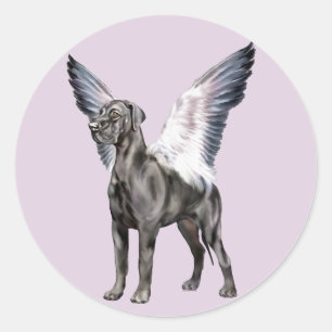 Great Dane Angel Black Runder Aufkleber