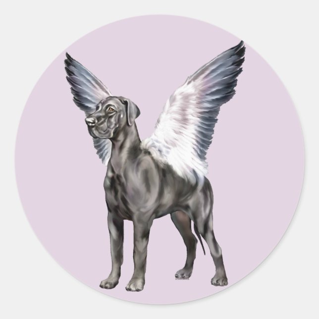 Great Dane Angel Black Runder Aufkleber (Vorderseite)