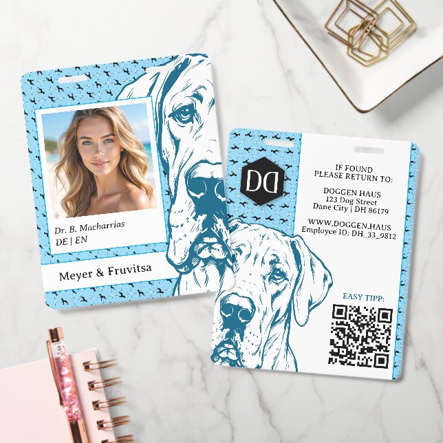 Great Dane anspruchsvolles Logo QR-Code Ausweis (Büro)