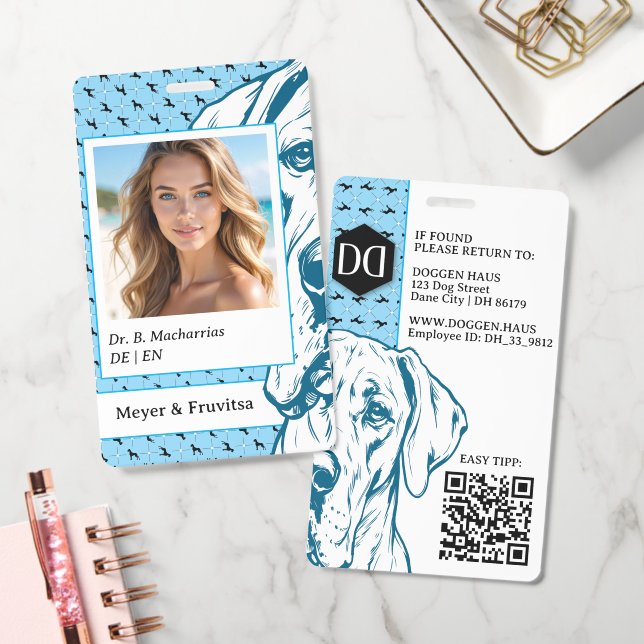 Great Dane anspruchsvolles Logo QR Code Ausweis (Büro)