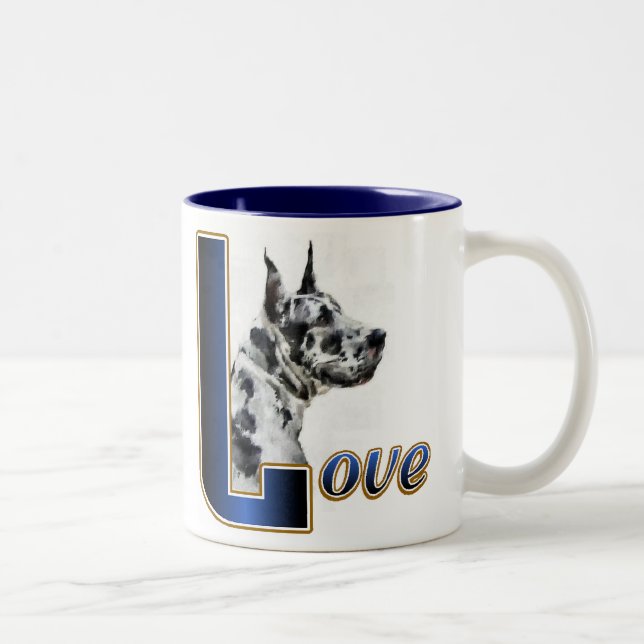 Great Dane Art Geschenke Zweifarbige Tasse (Rechts)