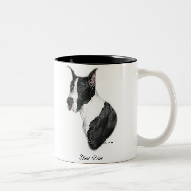 Great Dane Art Geschenke Zweifarbige Tasse (Rechts)