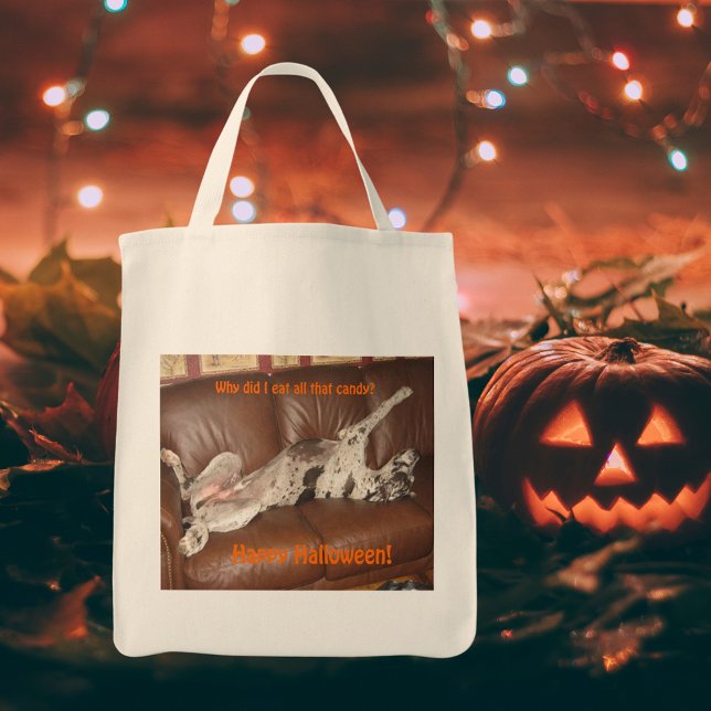 Great Dane Ate zu viel Halloween Candy Tragetasche (Great Dane Ate Too Much Halloween Candy Tote Bag)