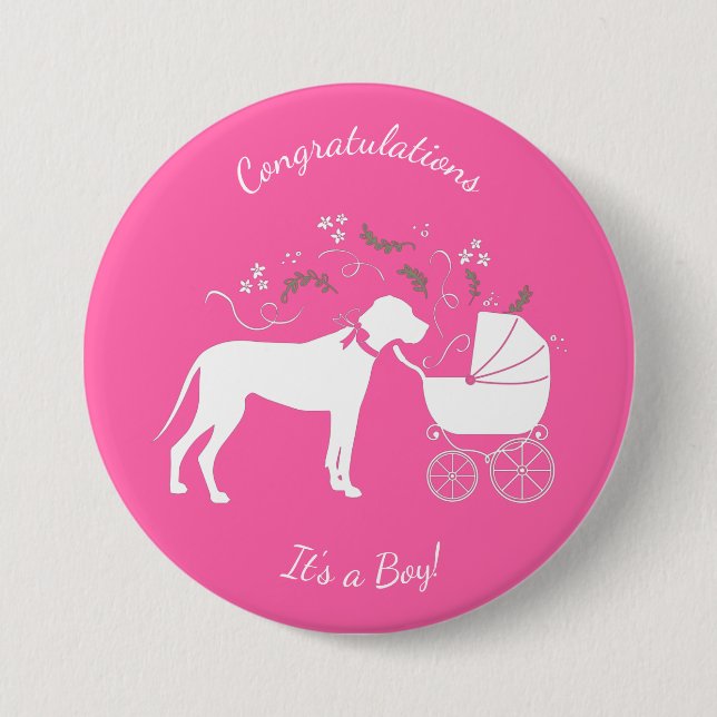 Great Dane Baby Dusche Button (Vorderseite)