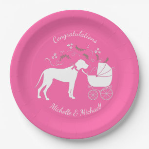 Great Dane Baby Shower Doppy Puppy Pappteller