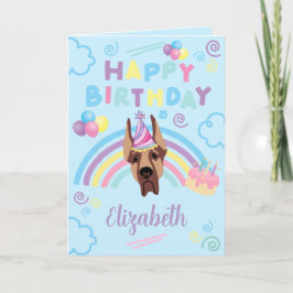 Great Dane Birthday Card in Blue Karte