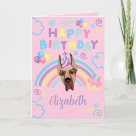 Great Dane Birthday Card in Pink Karte