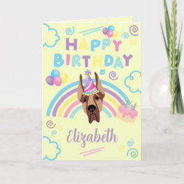 Great Dane Birthday Card in Yellow Karte
