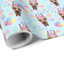 Great Dane Birthday Gift Wrapping Paper Blue Geschenkpapier
