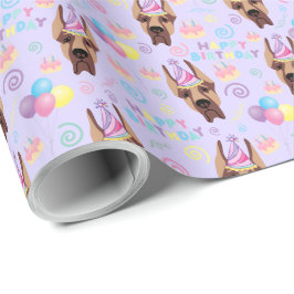 Great Dane Birthday Gift Wrapping Paper Purple Geschenkpapier