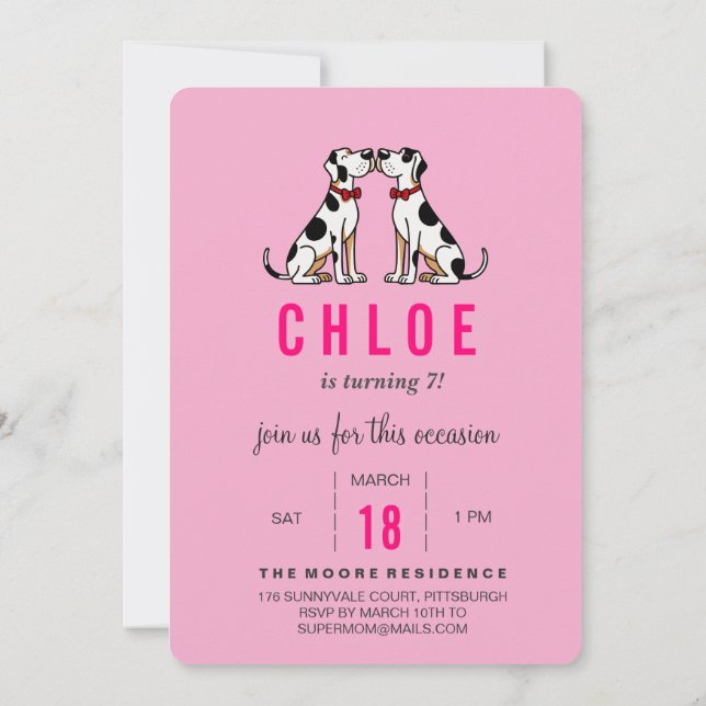 Great Dane Birthday Invitation Einladung (Rückseite)