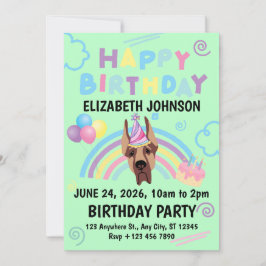 Great Dane Birthday Invitation in Green Einladung