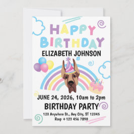 Great Dane Birthday Invitation in White Einladung