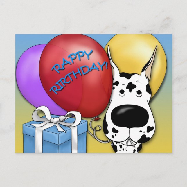 Great Dane Birthday Postcard Postkarte (Vorderseite)