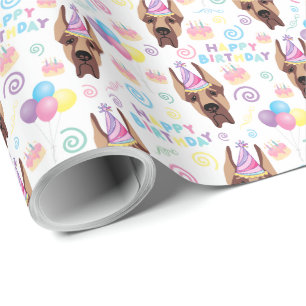 Great Dane Birthday Wrapping Paper Geschenkpapier