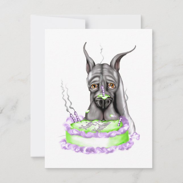 Great Dane Black Birthday Cake Face Einladung (Vorderseite)