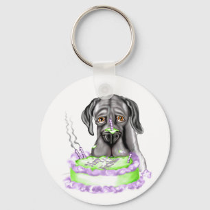 Great Dane Black UC Geburtstagstorte Schlüsselanhänger