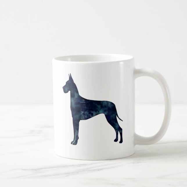 Great Dane Black Watercolor Silhouette Kaffeetasse (Rechts)