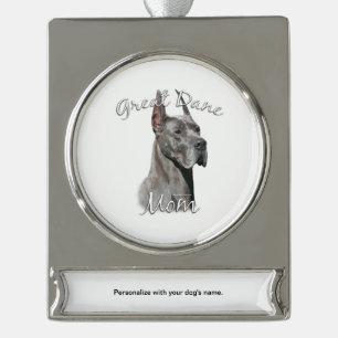 Great Dane (blau) Mama 2 Banner-Ornament Silber