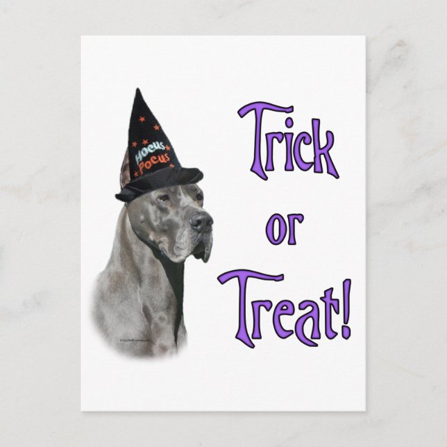 Great Dane (blau) Trick Postkarte (Vorderseite)