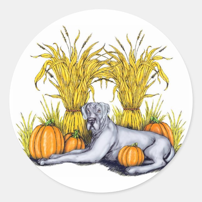 Great Dane Blue Harvest UC Runder Aufkleber (Vorderseite)