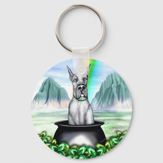 Great Dane Blue Pot O Gold Schlüsselanhänger (Vorderseite)
