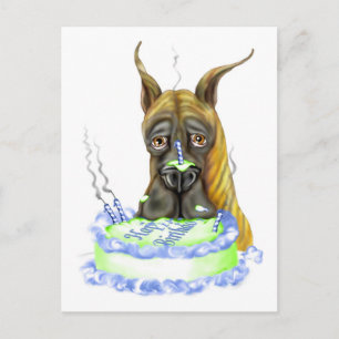 Great Dane Brindle Birthday Cake Postkarte