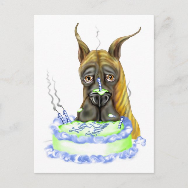 Great Dane Brindle Birthday Cake Postkarte (Vorderseite)