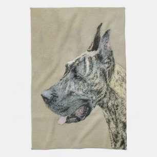 Great Dane (Brindle) Malerei - Original Hund Kunst Handtuch